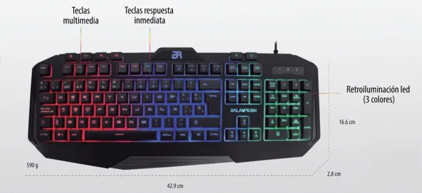 TECLADO GAMER BALAM RUSH MEMBRA GUNFIRE KG330 / 100 + USB / LED