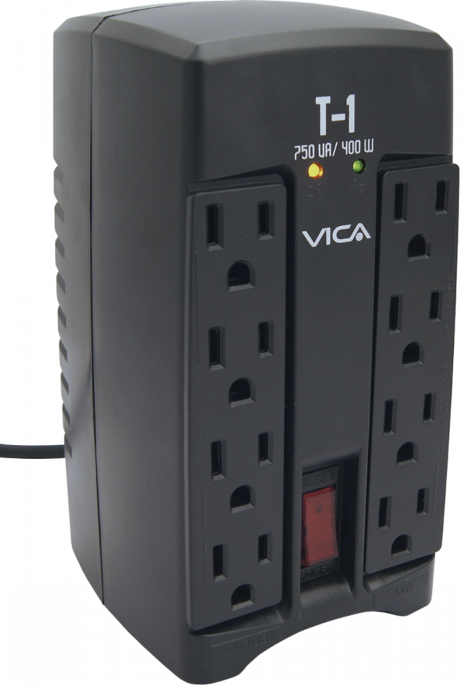 VICA T-1 REGULADOR DE VOLTAJE 750VA/400W 8 TOMAS EMPOTRABLE