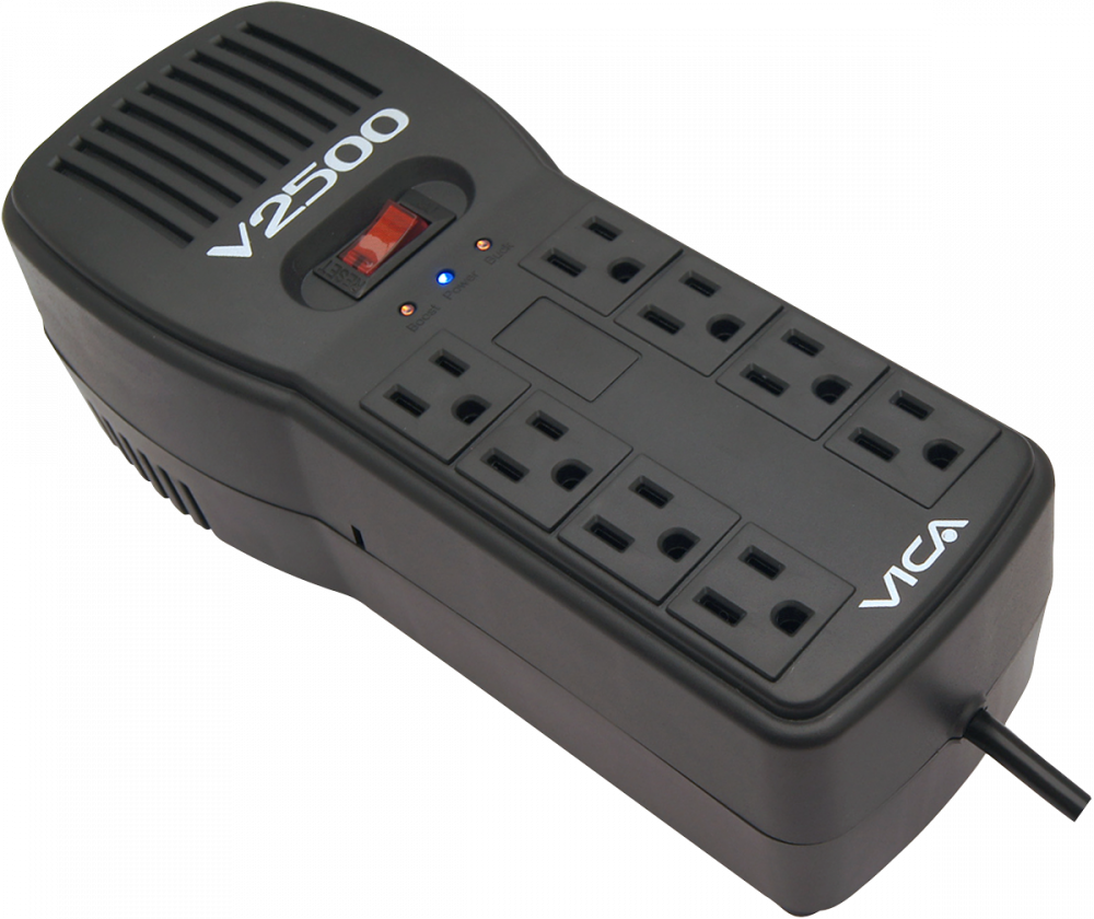 VICA V2500 REGULADOR DE VOLTAJE 2500VA/1500W 8 TOMAS RJ11 Y RJ45