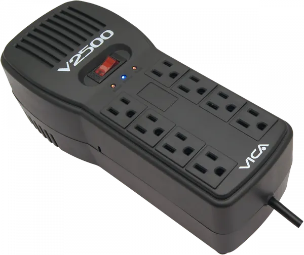 VICA V2500 REGULADOR DE VOLTAJE 2500VA/1500W 8 TOMAS RJ11 Y RJ45