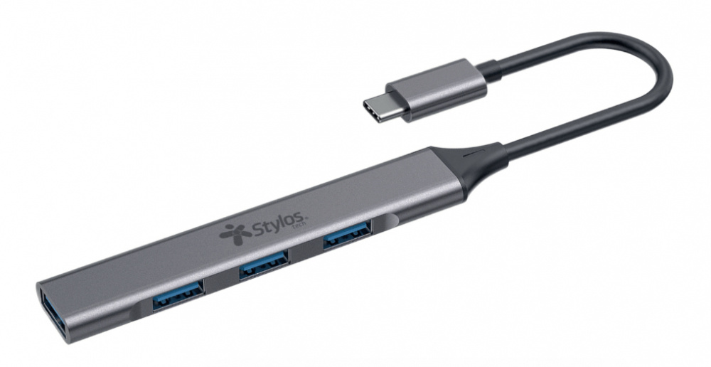 STYLOS HUB USB - C/ 4 X USB 2.0 / 1 X USB 3.0/ GRIS