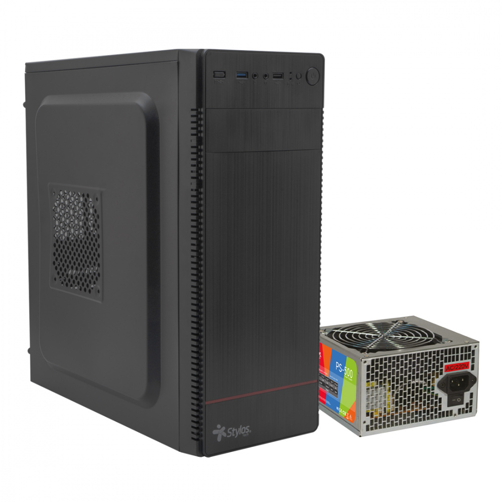 GABINETE STYLOS MINI TORRE MATX NEGRO 500W/USB 3.0