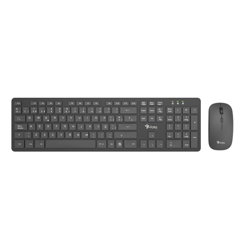 KIT MOUSE Y TECLADO INALAMBRICO STYLOS NEGRO/CONEXIN USB NANO 2.