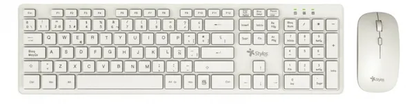 KIT MOUSE Y TECLADO INALAMBRICO STYLOS BLANCO/CONEXIN USB  NANO 2