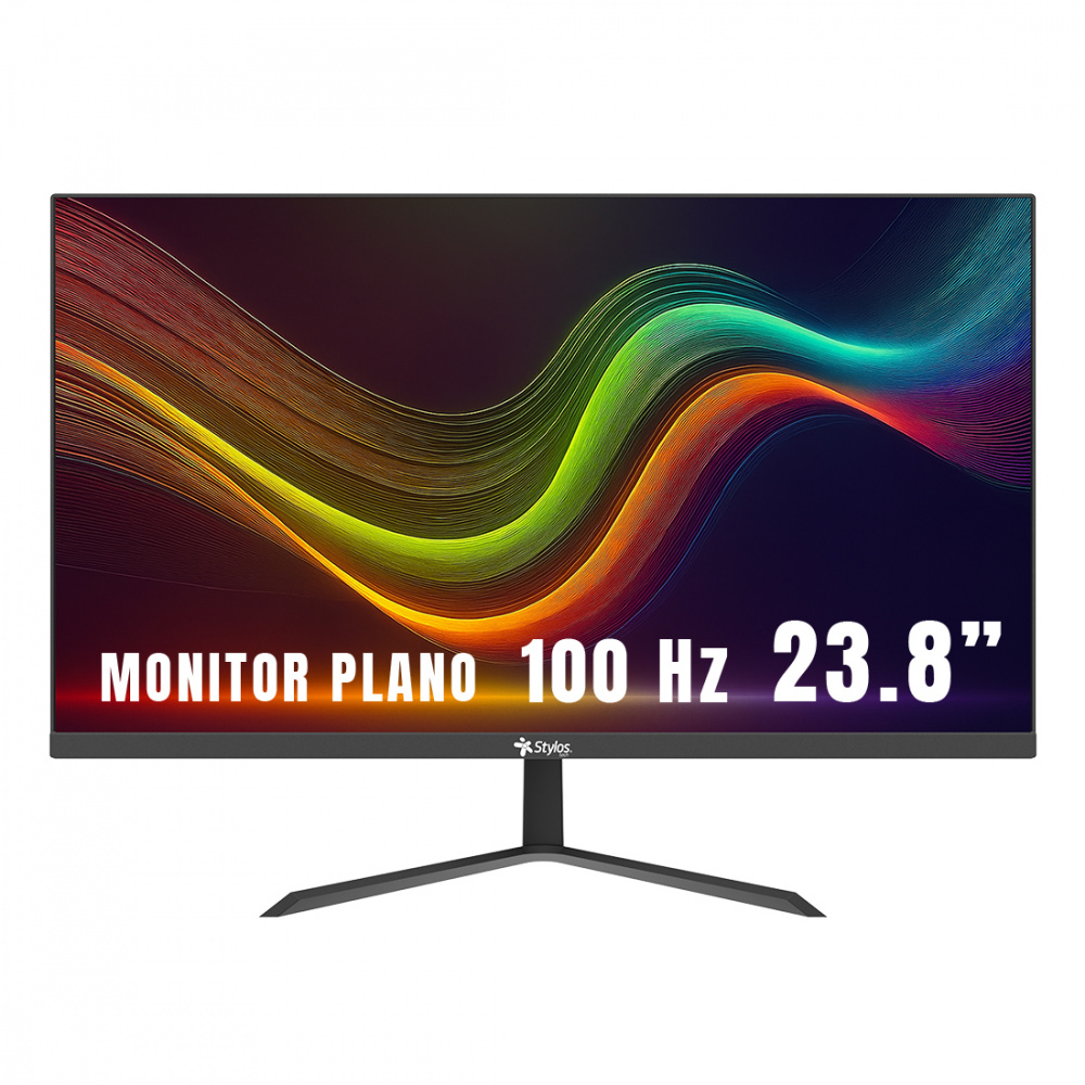 MONITOR STYLOS 23.8IN PANEL PLANO /FULL HD/100HZ/5MS/HDMI/VGA/B