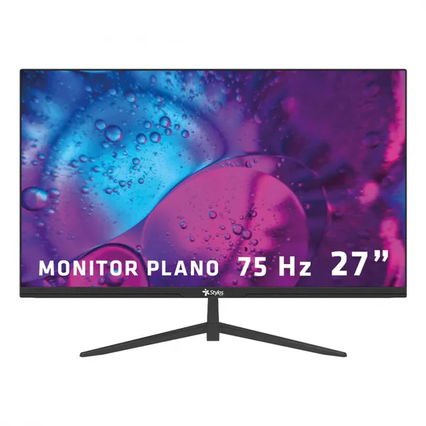 MONITOR STYLOS 27IN PANEL PLANO /FULL HD/75HZ/5MS/HDMI/VGA/BLACK