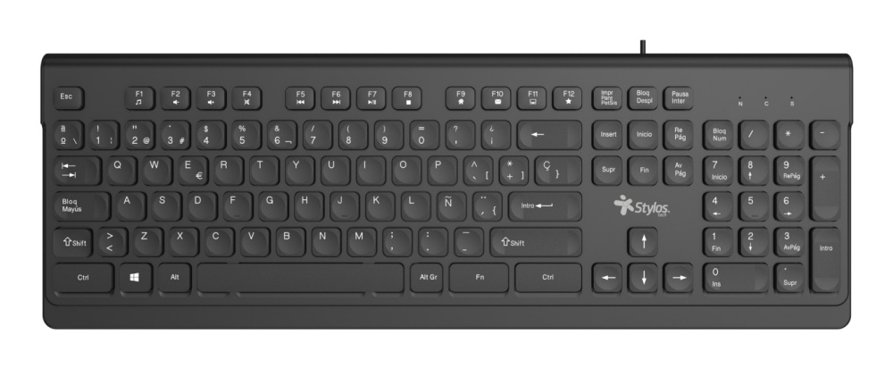 TECLADO ALAMBRICO STYLOS MEMBRA NA /104 TECLAS/IDIOMA ESPAOL/NEGRO