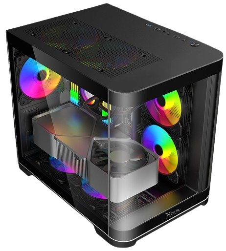 GABINETE GAMER CURVO XZEAL/M-AT X/MICRO ATX/RGB/CON 3VENTILADORES/N