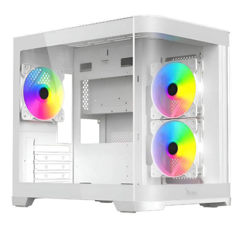GABINETE GAMER CURVO XZEAL/M-AT X/MICRO ATX/RGB/CON 3VENTILADORES/B