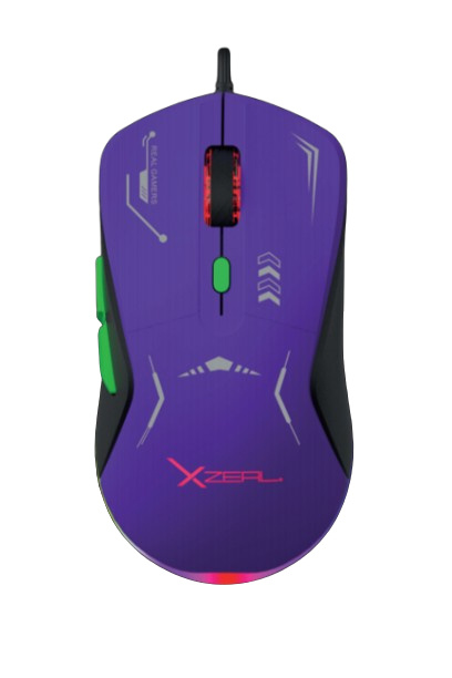 MOUSE GAMER XZEAL XZ-401 / RGB / MORADO - VERDE /7200 DPI