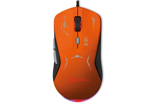 MOUSE GAMER XZEAL XZ-401 / RGB / GRIS - NARANJA /7200 DPI