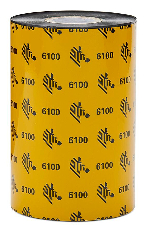 ZEBRA RIBBON CERA RESINA 110MMX 4.33INX242FT 6100 WAX RESIN 12MM