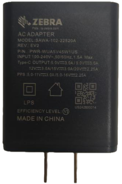 USB TYPE C POWER SUPPLY ADAPTOR WITH US PLUG USED WITH USBC CABLE