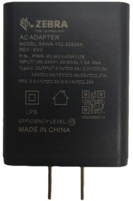 USB TYPE C POWER SUPPLY ADAPTOR WITH US PLUG USED WITH USBC CABLE
