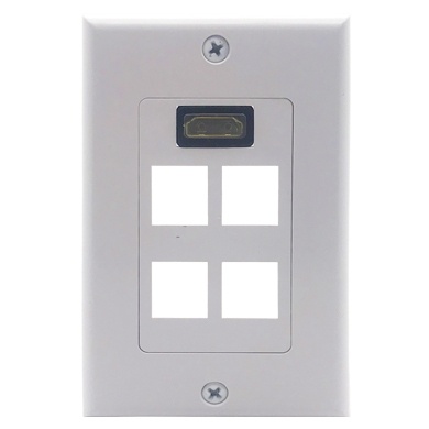 TAPA (FACEPLATE) HDMI 1 PUERTO HEMBRA + 4 CAVIDADES