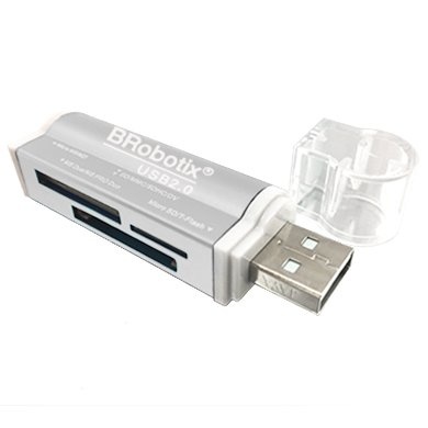 LECTOR DE TARJETAS TODO EN UNO USB V2.0 METALICO PLATA BROBOTIX