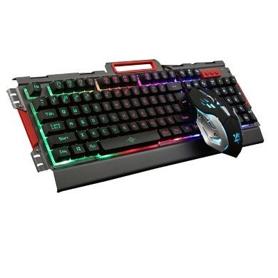 TECLADO COMBO USB ILUMINADO METALICO HUMO