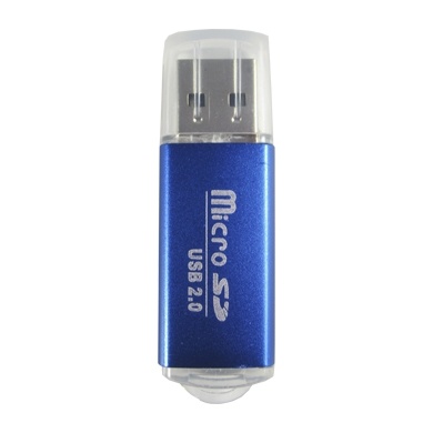 LECTOR TARJETA MICROSD METALICO AZUL USB V2.0 BROBOTIX