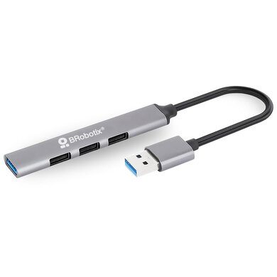 BROBOTIX HUB USB V3.0 4 PUERTO S CONEXIN TIPO A COLOR PLATA