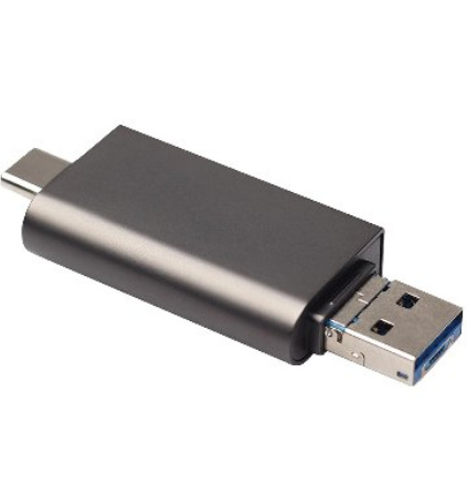 LECTOR USB V2.0 MICROSD NEGRO TIPO C Y TIPO A