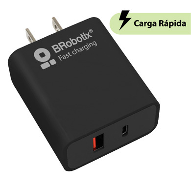 CARGADOR 18W CARGA RPIDA DUAL 1 TIPO A Y 1 TIPO C NEGRO