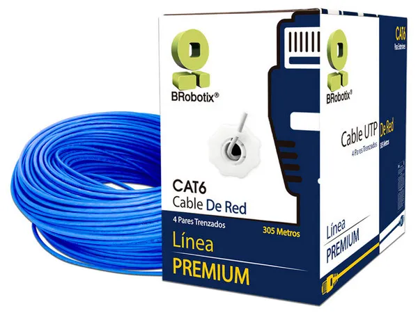 BROBOTIX BOBINA CAT6 PARA INTERIORES CCA UTP  305 M AZUL