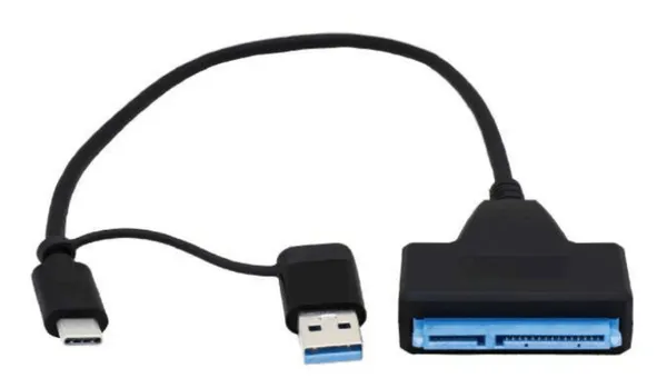 CONVERTIDOR USB V3.0 A SATA 2.5 DUAL: USB-A/TIPO-C 30 CM