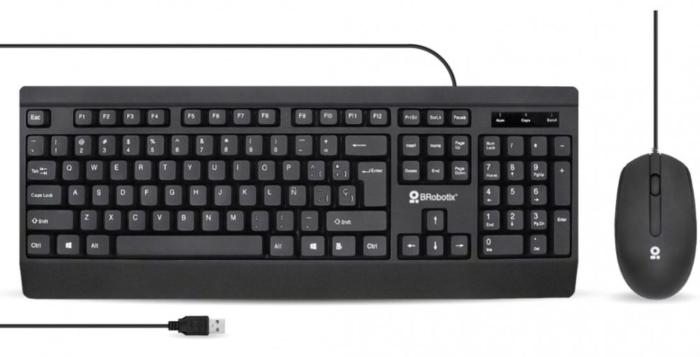 KIT TECLADO Y MOUSE ALAMBRICO USB ANTIDERRAMES ULTRASILCENCIOSO