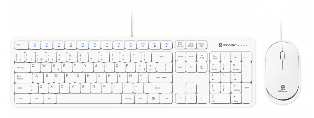 TECLADO Y RATN CON CABLE USB EN ESPAOL COLOR BLANCO