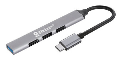 BROBOTIX HUB USB 3.0 CON 4 PUER TOS USB-A CONECTOR TIPO C PLUG AN