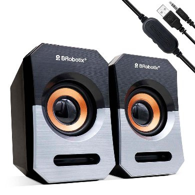BOCINA DUAL USB V2.0 NEGRO/ PLA TA BROBOTIX