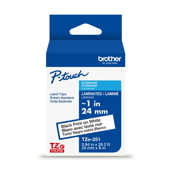 CINTA NEGRO SOBRE BLANCO 24MM X 8M