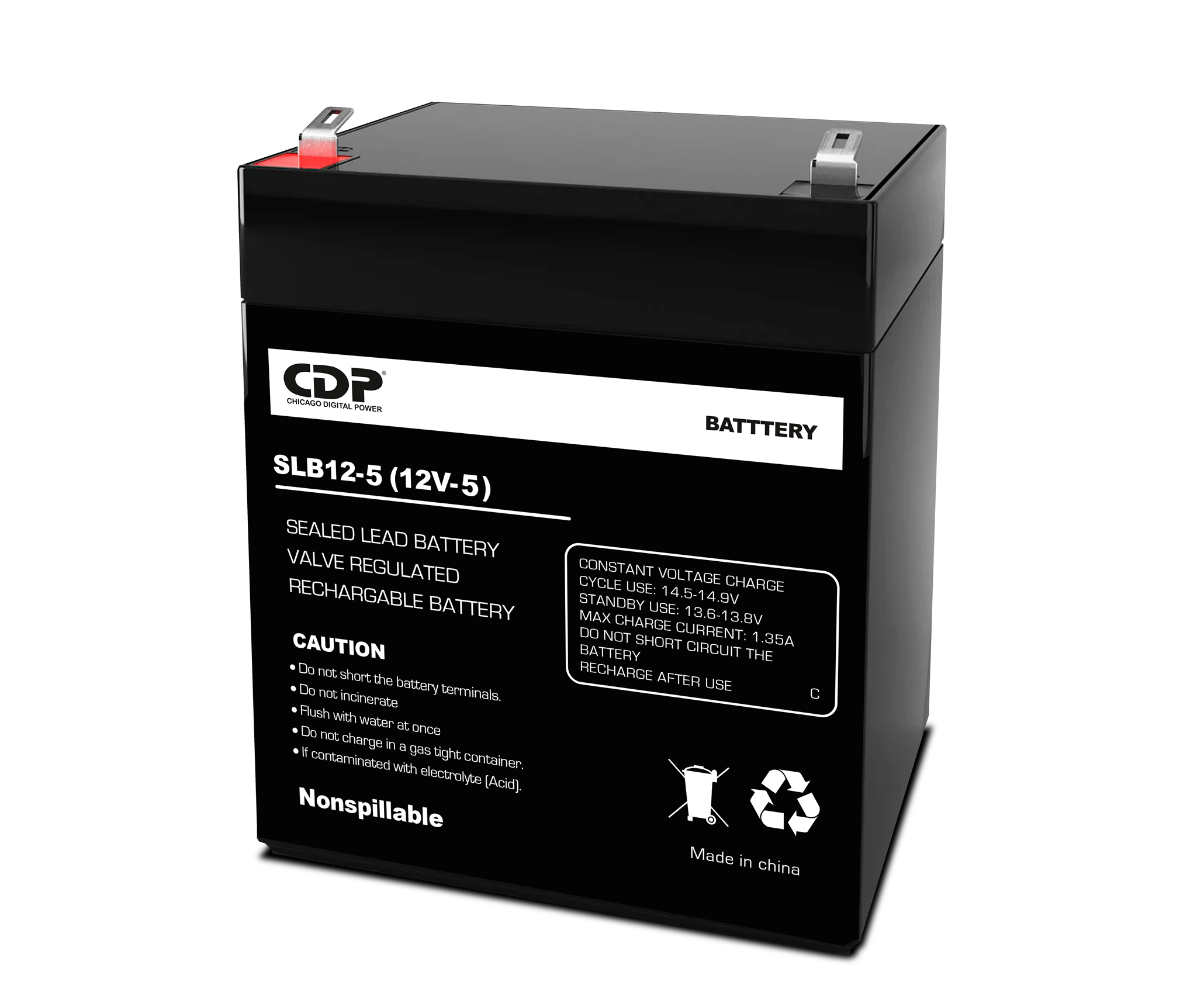 SLB125 BATERIA DE PLOMO ACIDO SECA SELLADA 12VDC-5AH