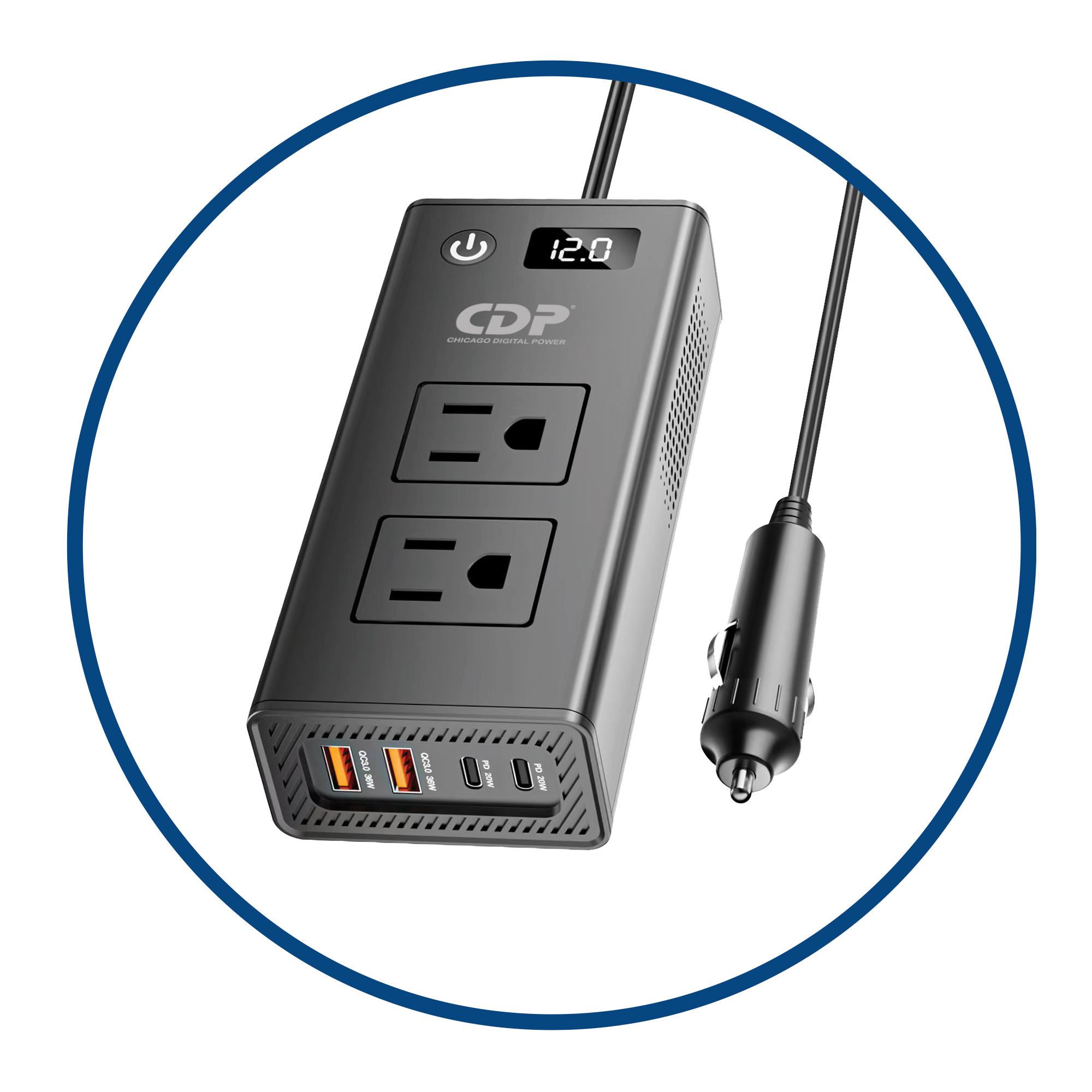 CDP XVU212 INVERSOR AUTOMOTRIZ 2OOW 2 SALIDAS NEMA 5-15R I2OVAC