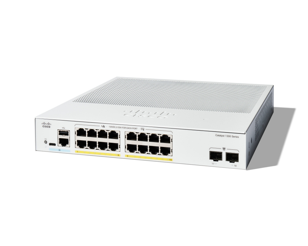 CATALYST 1300 16-PORT GE FULL P OE 2X1G SFP