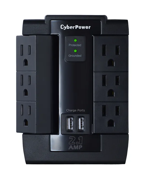 CYBERPOWER P600WSURC1 6-OUTLET HOME OFFICE SURGE PROTECTOR WALL