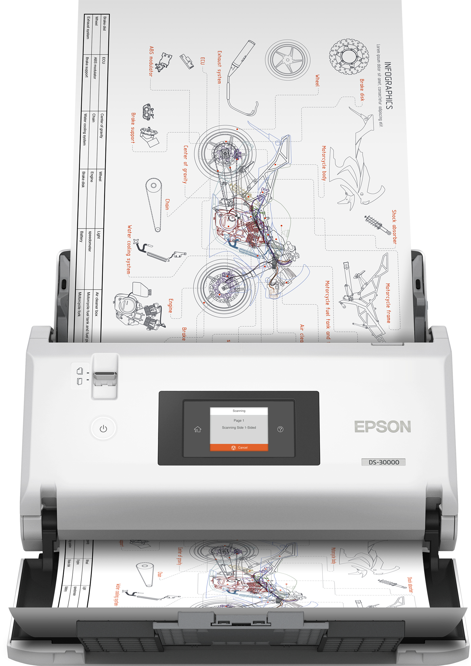 ESCANER WORKFORCE DS-30000 600 600 DPI USB 3.0 70PPM/140IMP ADF 12