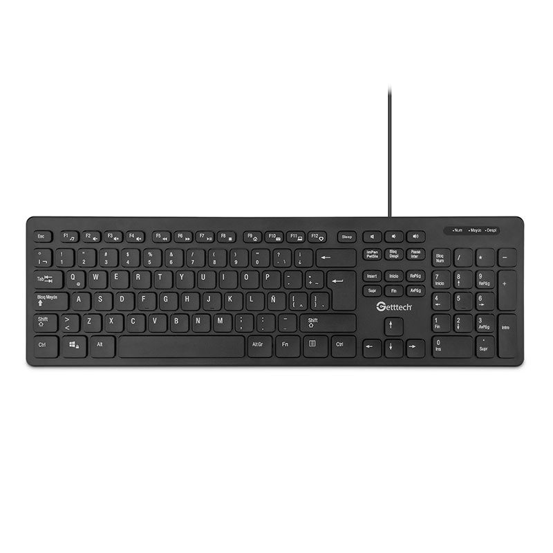 GETTTECH TECLADO SLIM CON CONCE CON 2 PUERTOS USB PORT TECLADO NEG