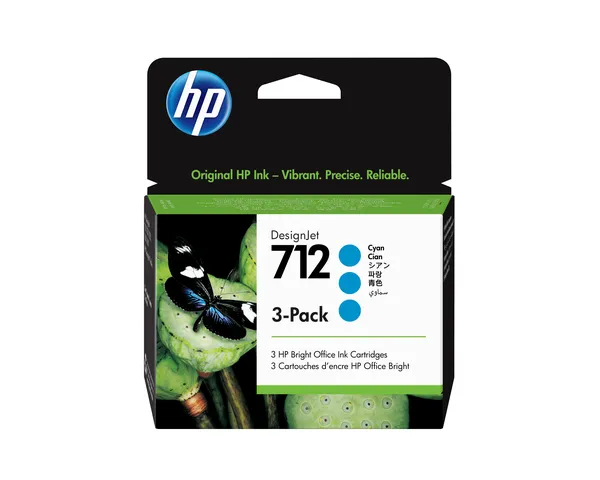 HP 712 CYAN 29ML 3-PACK TINTA AMPLIO FORMATO 3ED77A