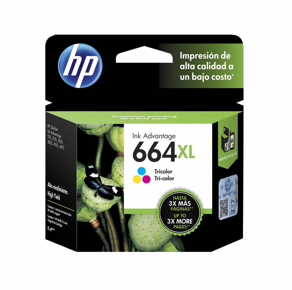 TINTA TRI-COLOR HP 664XL RENDIMIENTO 330PAGS.F6V30AL