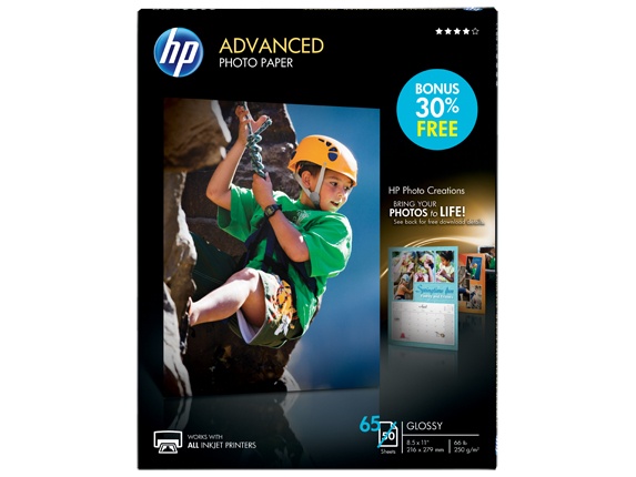 PAPEL HP AVANZADO FOT BRILLANTE 50 HOJAS 8.5 X 11IN Q7853A