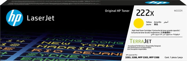 HP 222X HIGH YIELD YELLOW LASERJET TONER CARTRIDGE