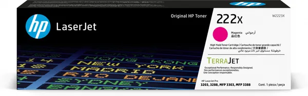 HP 222X HIGH YIELD MAGENTA LASERJET TONER CARTRIDGE