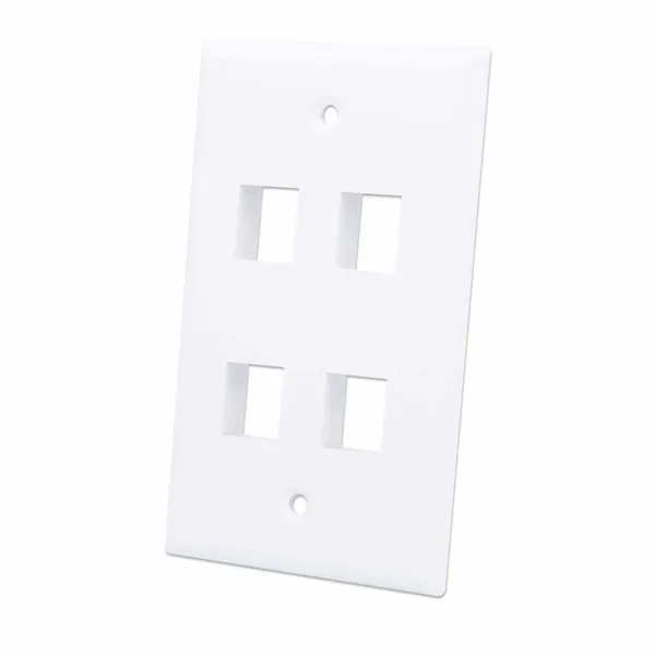 TAPA DE PARED FACEPLATE PLACA 4 PUERTOS BLANCO