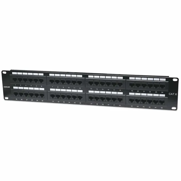 PANEL DE PARCHEO CAT6 UTP 48 PTOS RJ45 MONTAJE RACK 19IN 2U