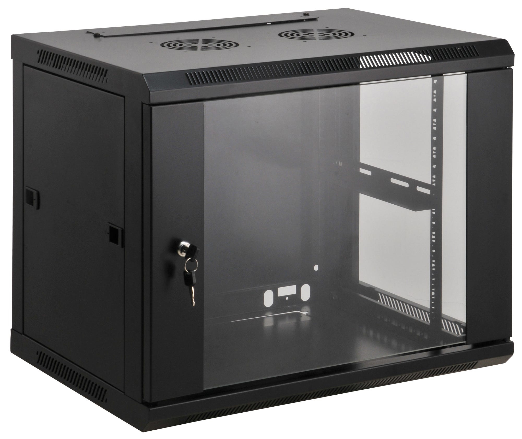 GABINETE MURAL 19IN 12U ENSAMBLADO 450MM PROFUNDO NEGRO