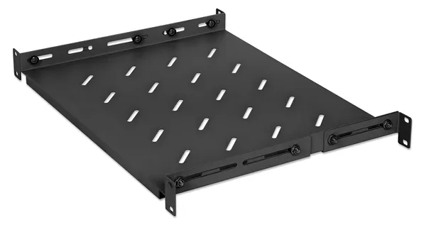 CHAROLA FIJA DE 19IN 1U NEGRO 600MMRIELES VARIABLES PARA MONTAJE