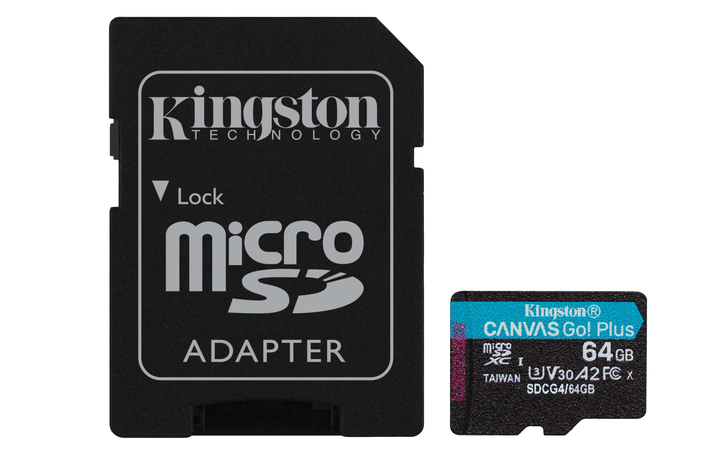 KINGSTON MEMORIA 64GB MICROSDXC CANVAS GO PLUSA2 U3V30 CARD ADAP