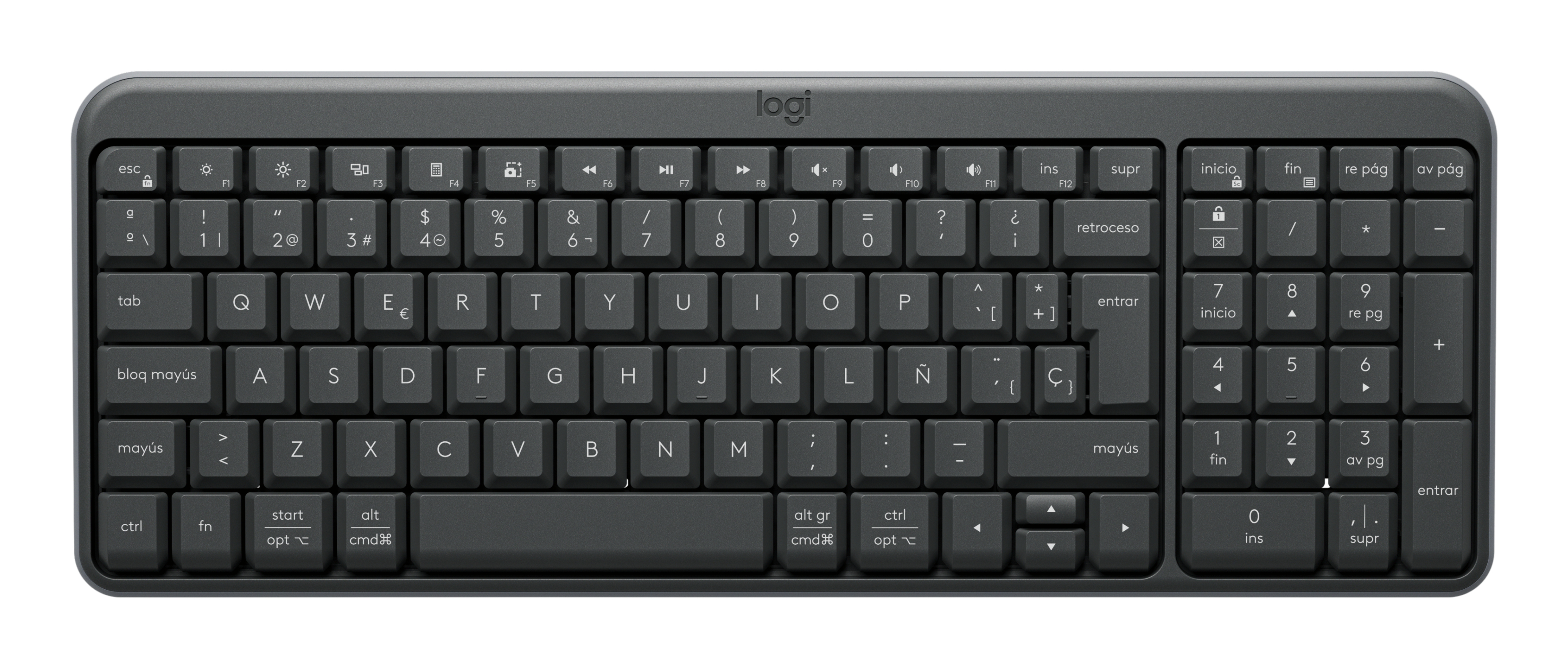 TECLADO LOGITECH K250 GRAPHITE COMPACT BT 10MT RESISTE SALPICADURA