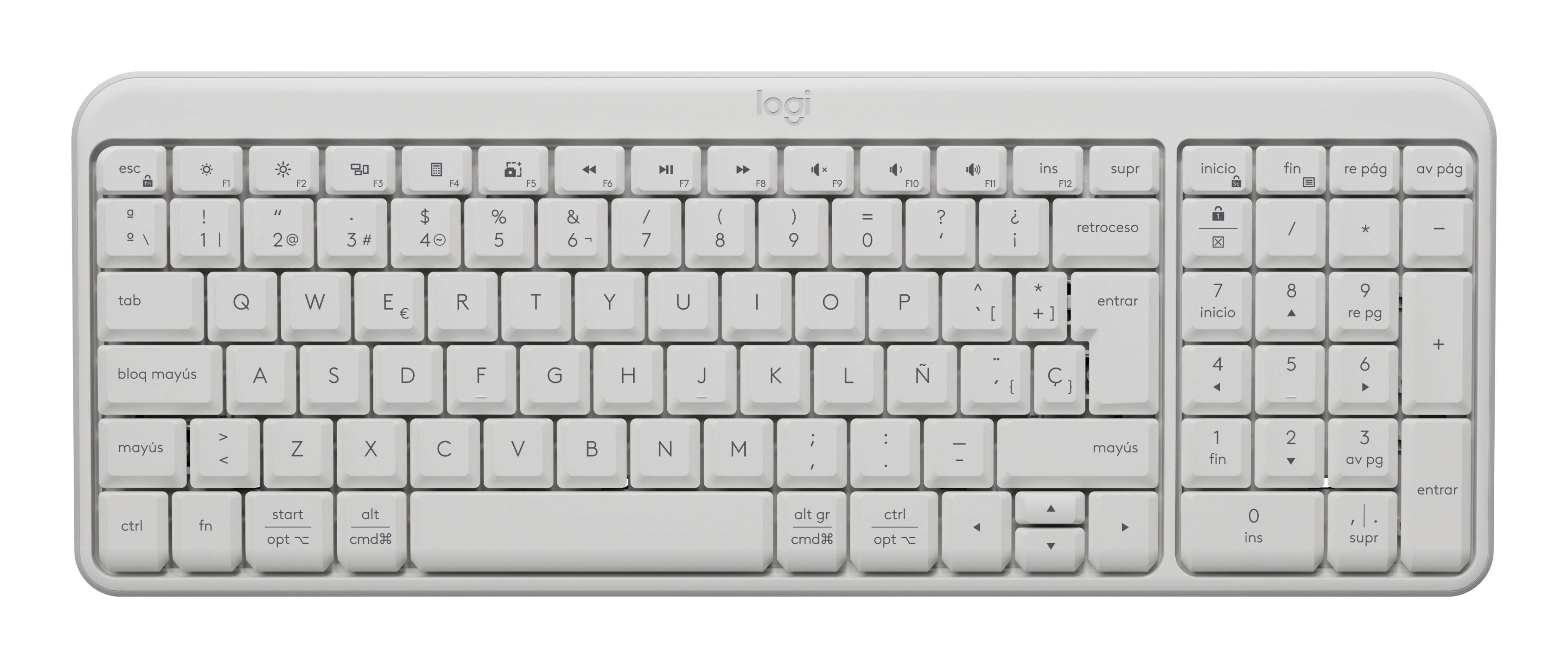 TECLADO LOGITECH K250 OFF-WHITE COMPACT BT 10MT RESISTE SALPICADUR